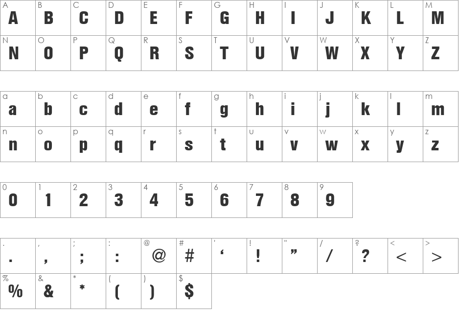 HegelCondExtrabold font character map preview