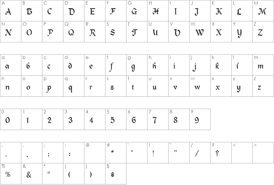 Heidelbe-Light font character map preview