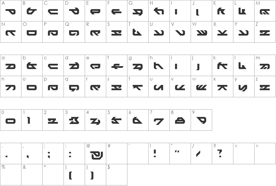 Heiko font character map preview