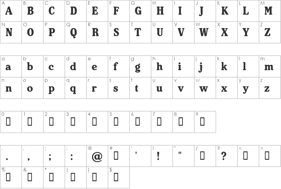 Heineken font character map preview