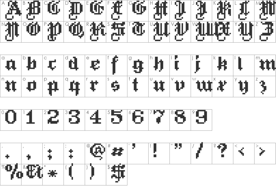 HeinzHeinrich font character map preview