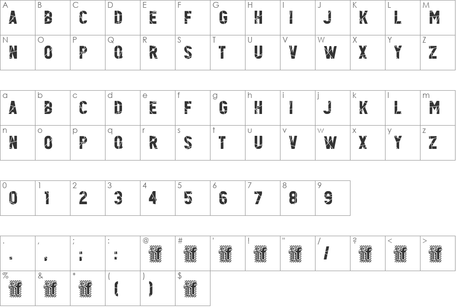 Heisenberg font character map preview