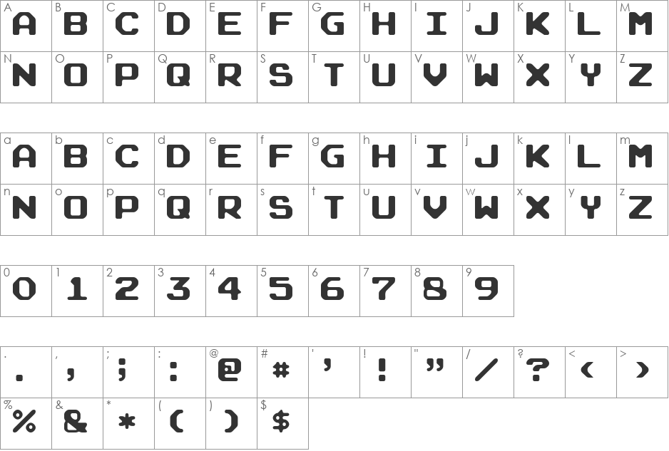 Arcade font character map preview