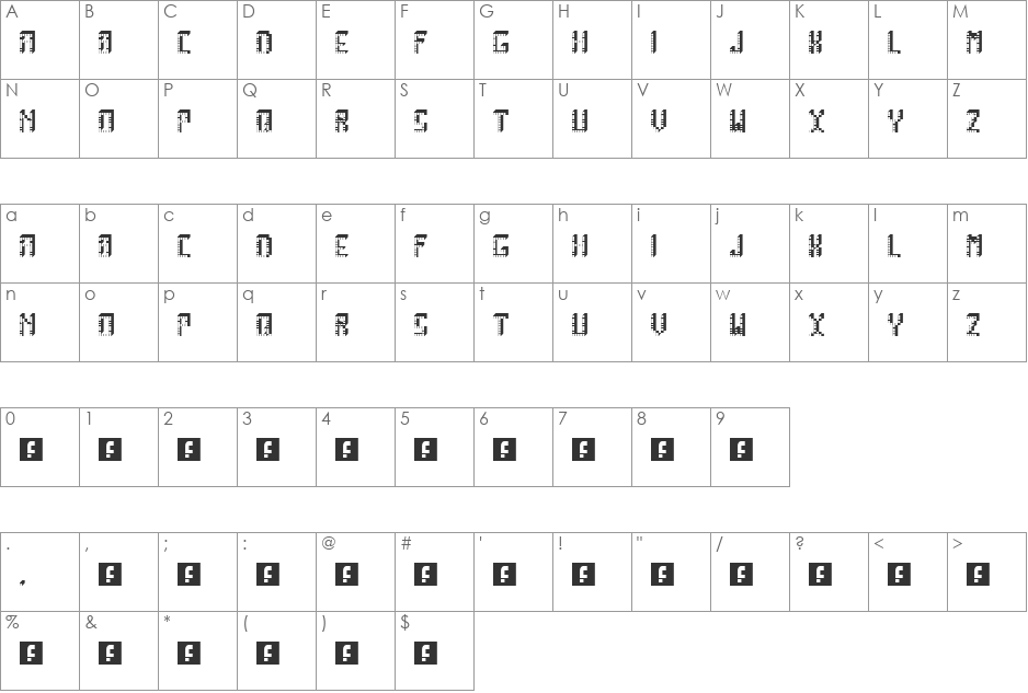 Arcade Boxes font character map preview