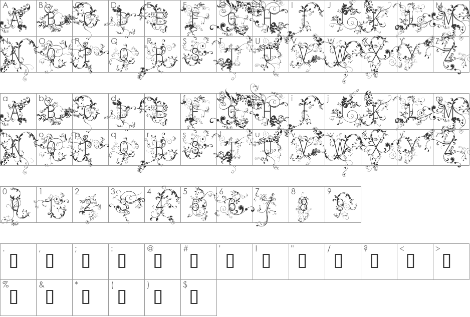 HelenaDEMOVERSION font character map preview