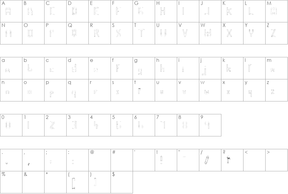 HelenBrownSolid font character map preview