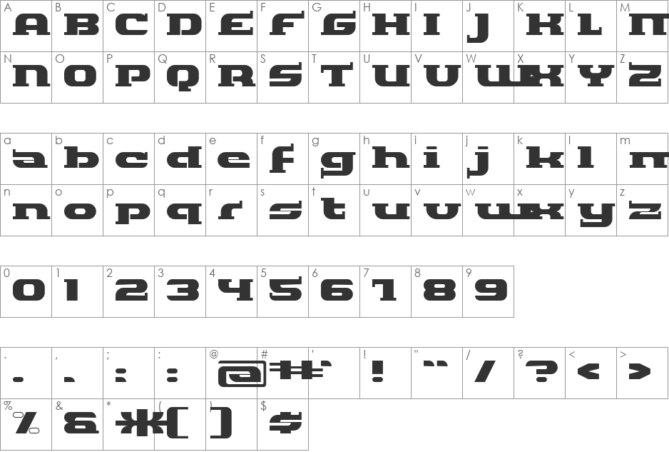 Helga font character map preview