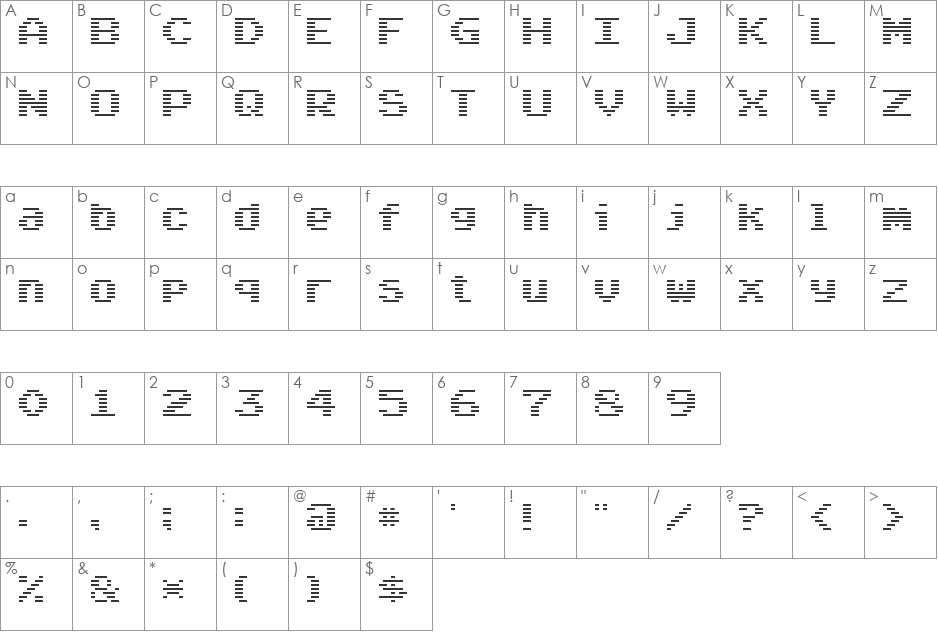 Arcade Classic font character map preview