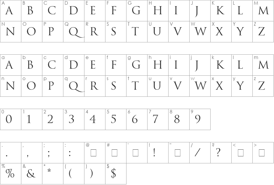 Helios SSi font character map preview