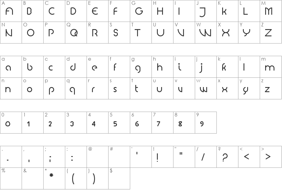 Arcade Future Display font character map preview
