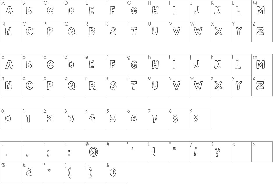 hellafont font character map preview