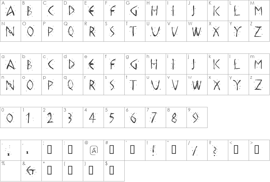 HellasDust font character map preview