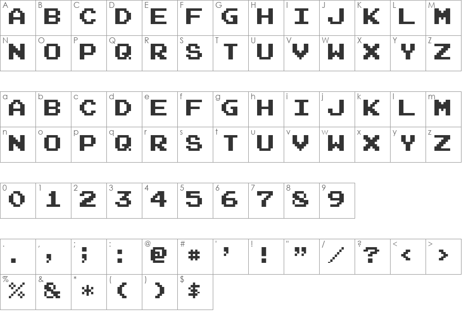 Arcade Rounded font character map preview