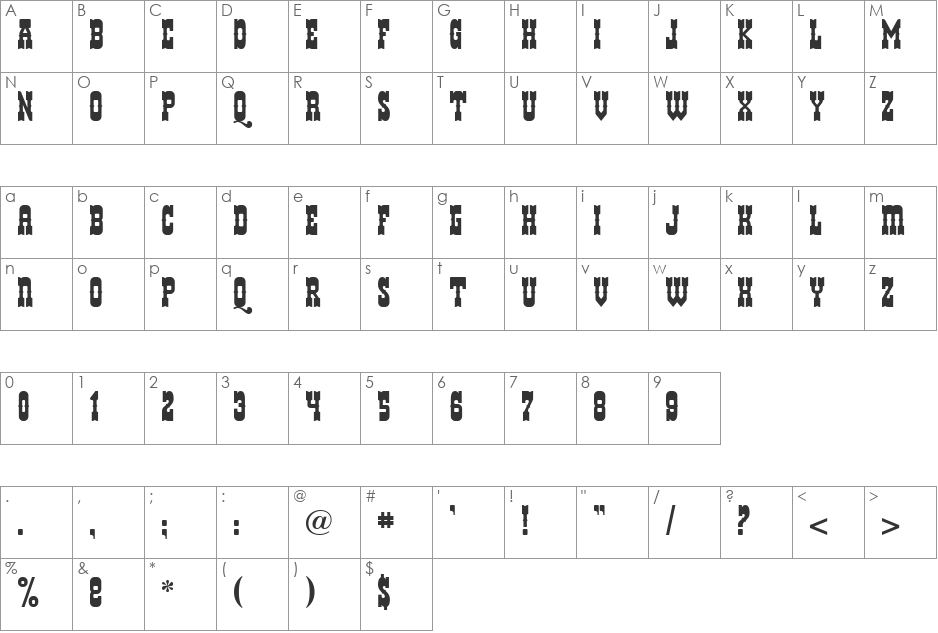 Helldorado font character map preview