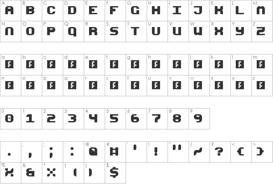 Hellen font character map preview