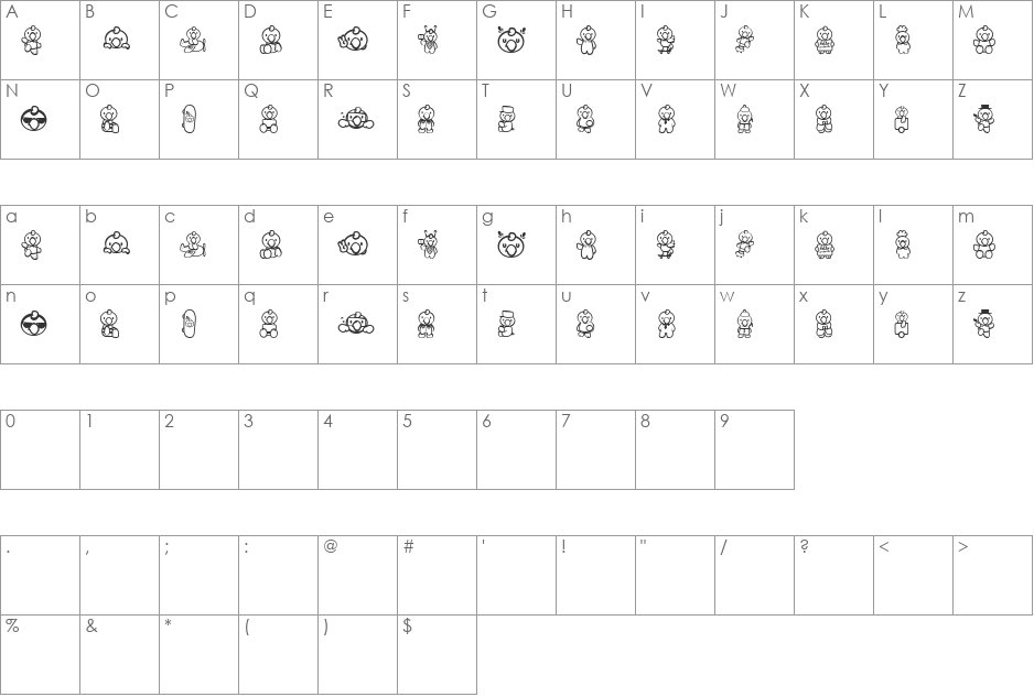 HELLO CONDORITO font character map preview