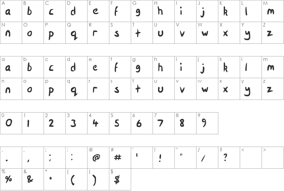 Hello Earthling font character map preview
