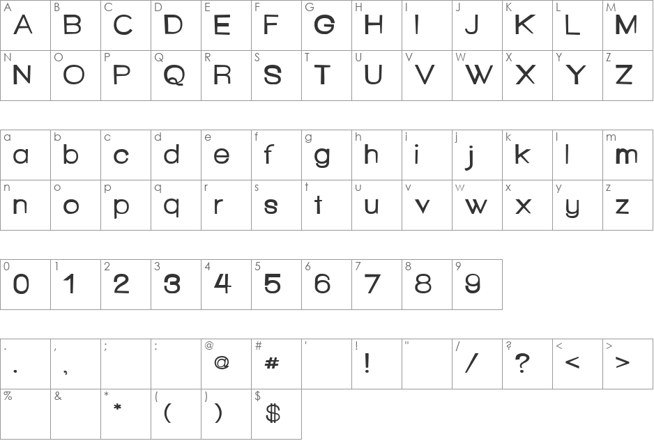 Hello Seattle font character map preview