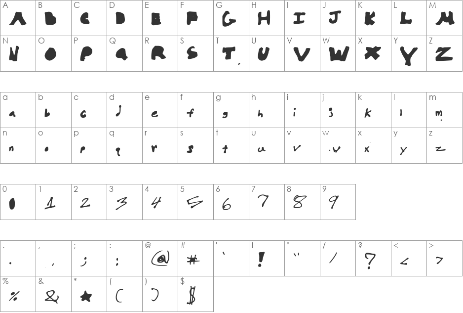 HelloBrock font character map preview