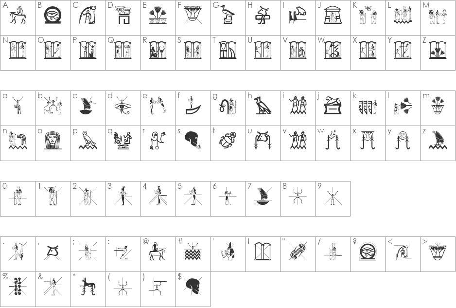 HelloCleoPetra font character map preview