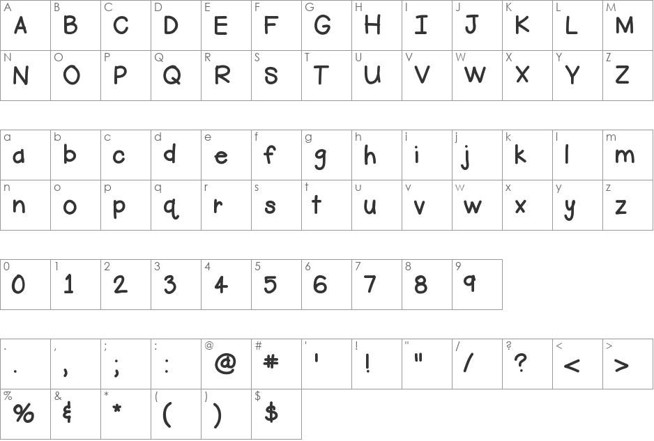 HelloFirstie font character map preview