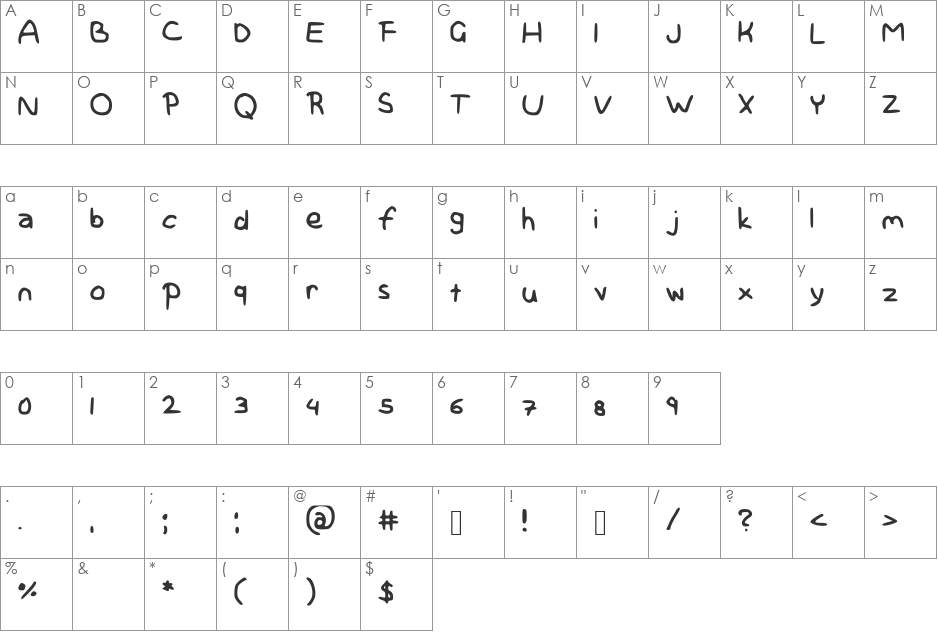 HelloKawaii font character map preview