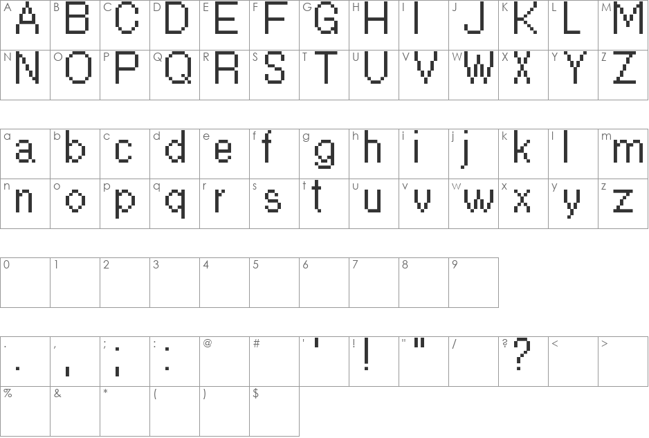 Hellovetica font character map preview