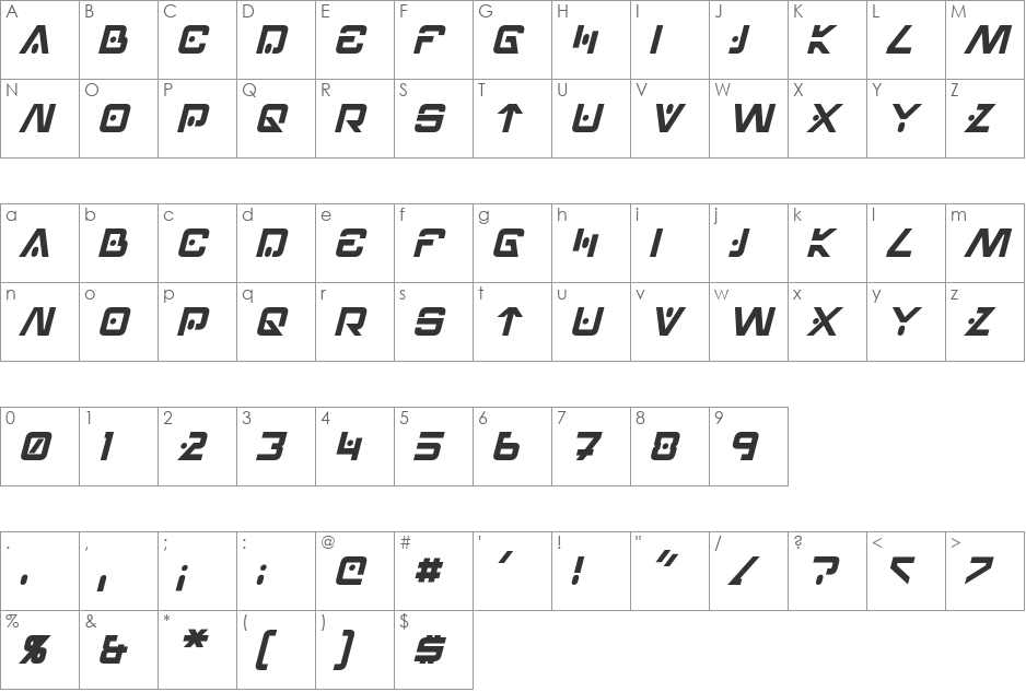 Hellpoint font character map preview