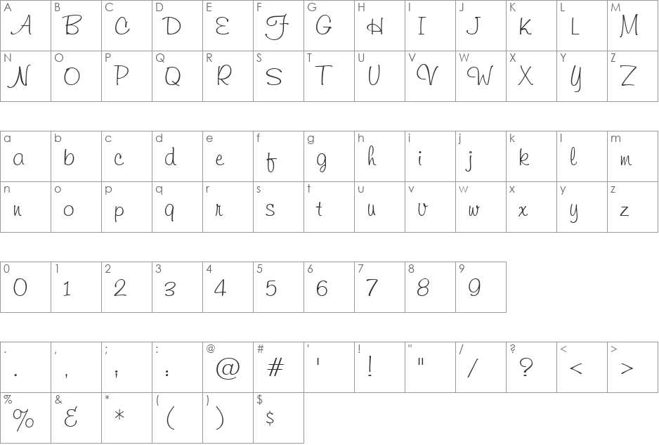 Helmsley font character map preview
