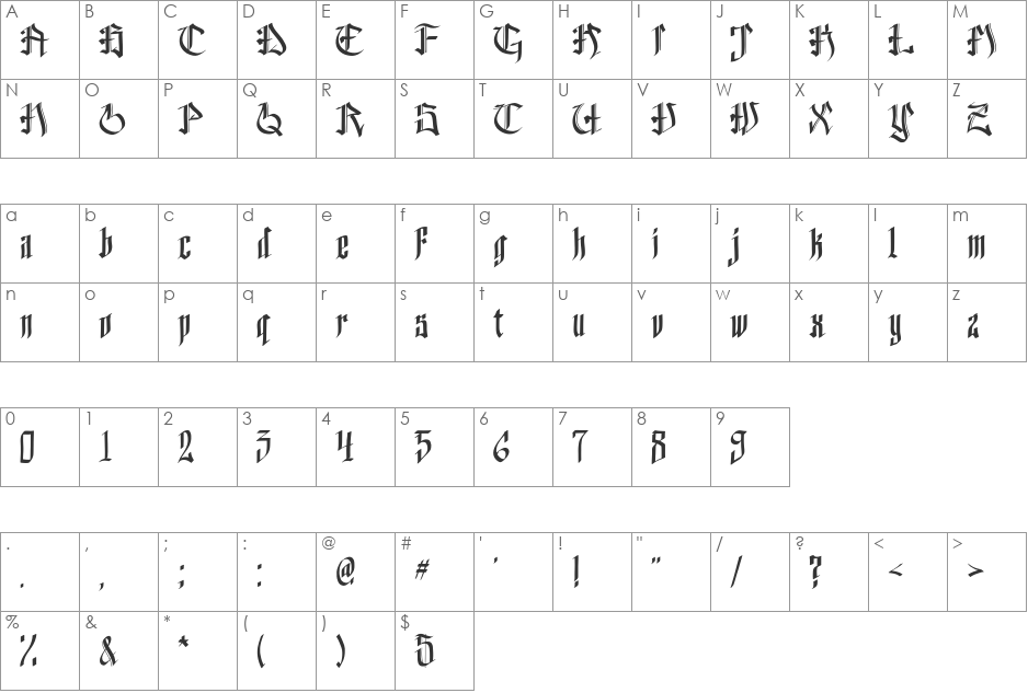 helvedding font character map preview