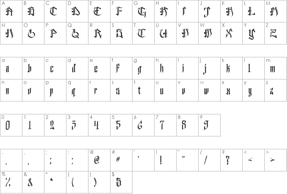 helvedding font character map preview