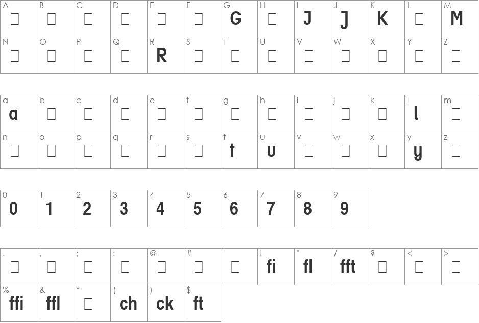 Helvetica Narrow Profi font character map preview