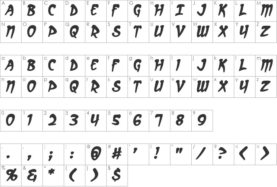 Arcanum font character map preview