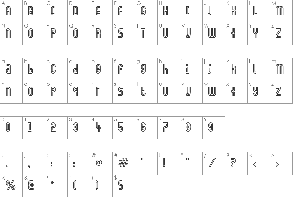 Arch font character map preview