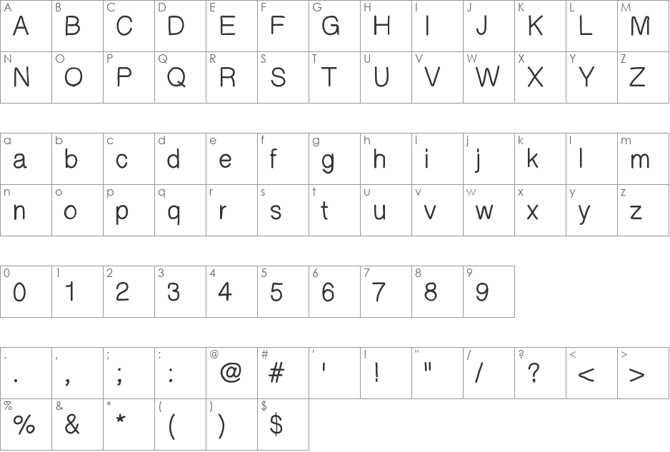 HelvetiHand font character map preview