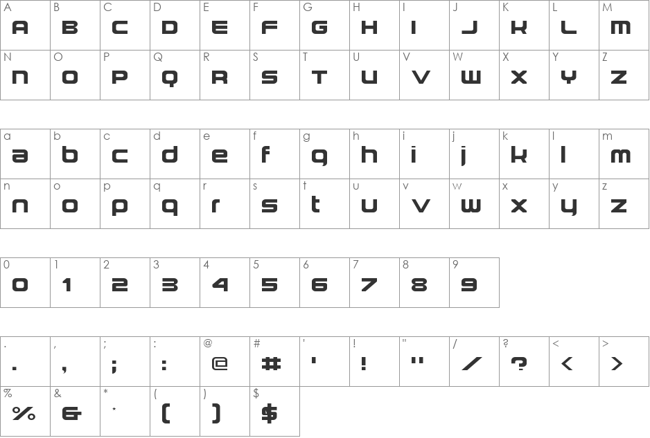 Hemico font character map preview
