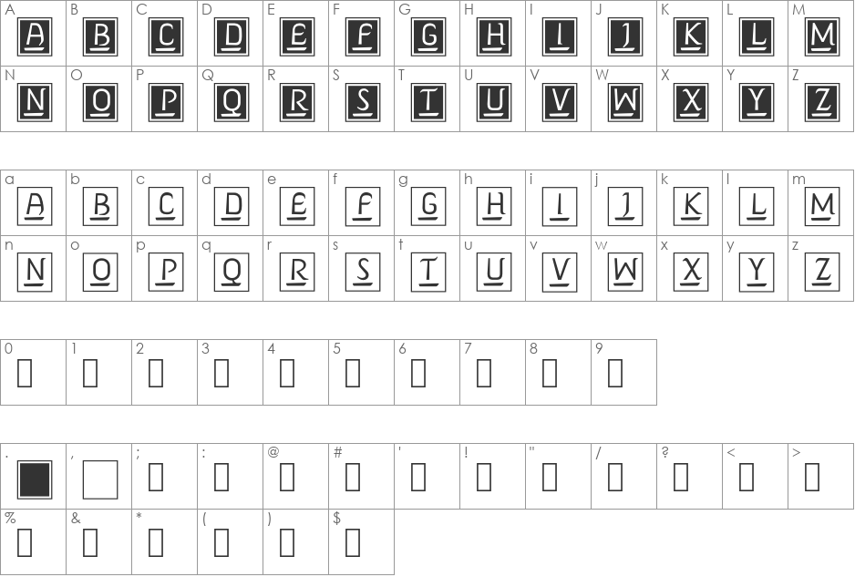 Hemingway Deco Initials font character map preview