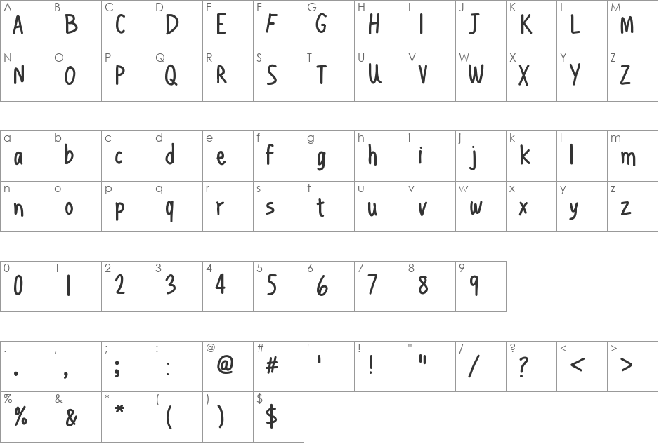 HenchgirlComicFixed font character map preview