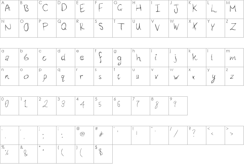 Her Royal Snootyness font character map preview