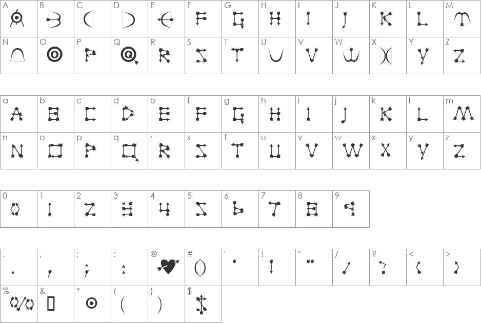 Archer font character map preview