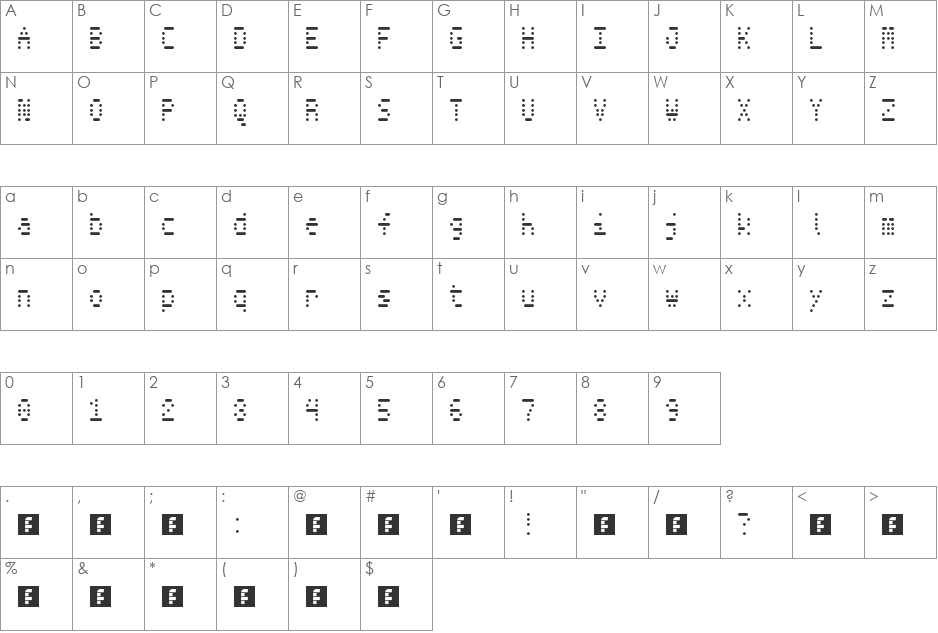 here is your receipt font character map preview
