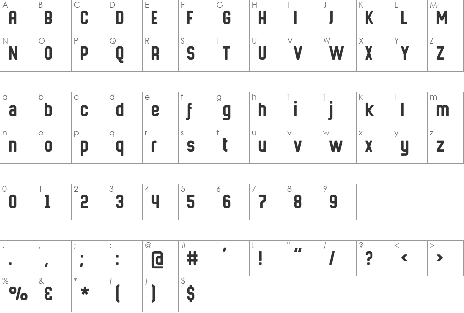 HermanoMayor font character map preview