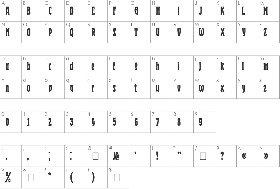 Herold font character map preview