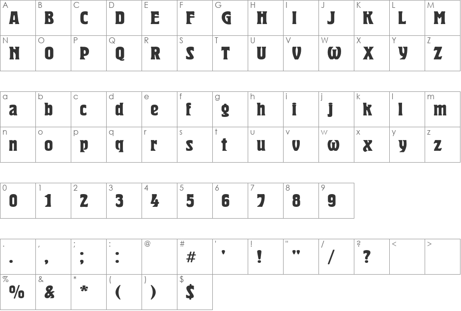 HeroldC font character map preview