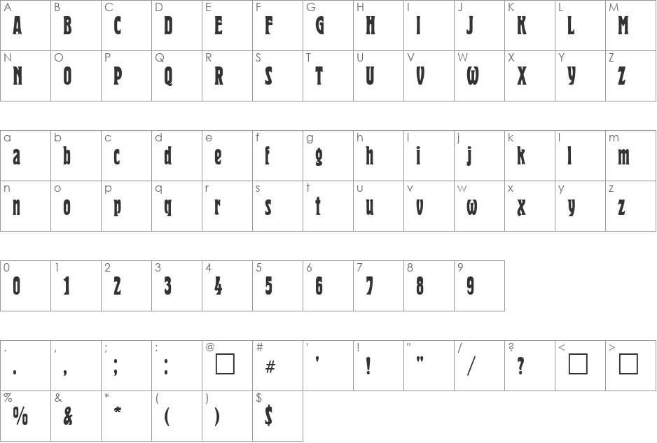 HeroldCTT font character map preview