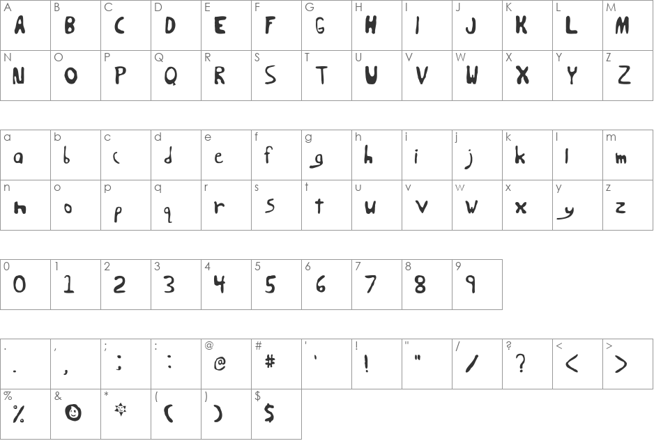 Hewter font character map preview
