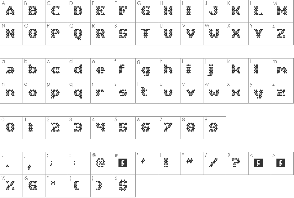 Hex Girlfriend font character map preview
