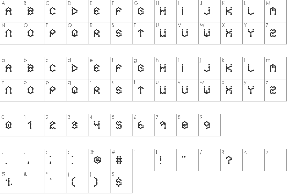 Hexa font character map preview