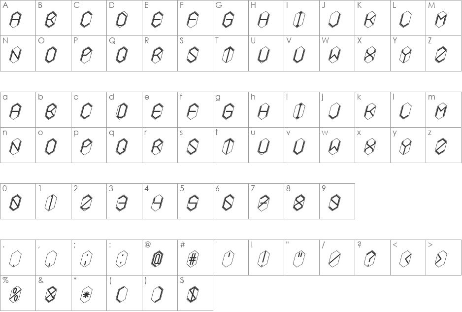 HEXCELLENT font character map preview