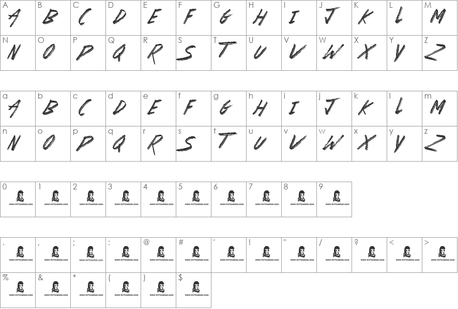 Hey Now font character map preview